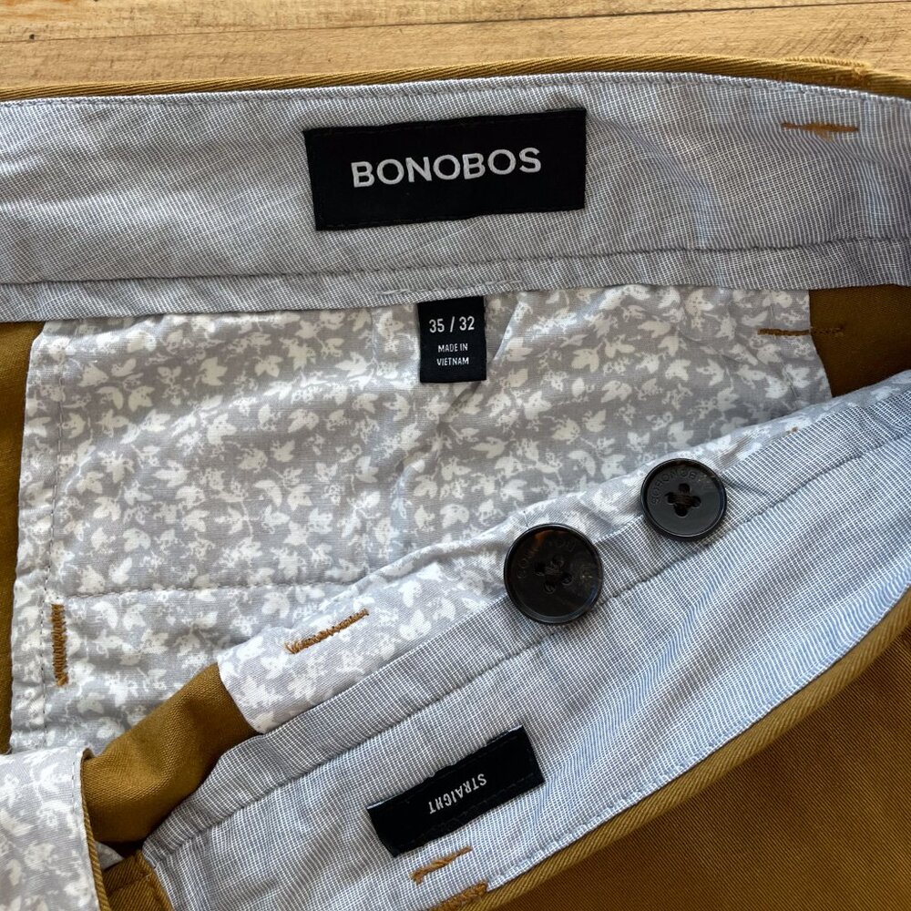 Bonobos Straight Fit Chino Stretch Casual Dress Pants - Men's Size 34x32 (Camel)